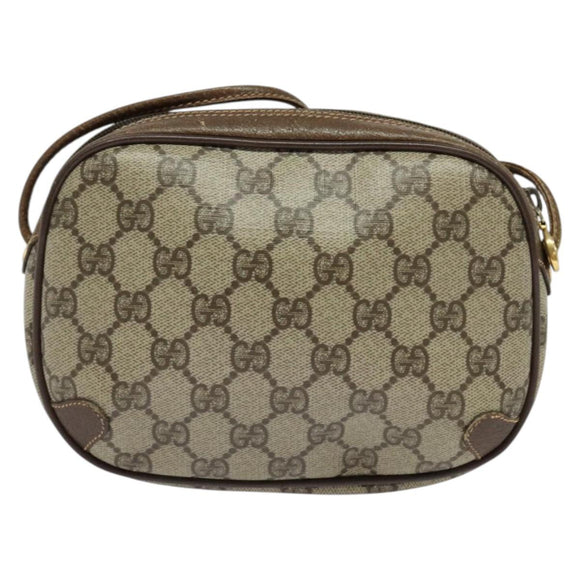 GUCCI GG Supreme Web Sherry Line Shoulder Bag PVC Beige 156 02 066 Auth bs27644