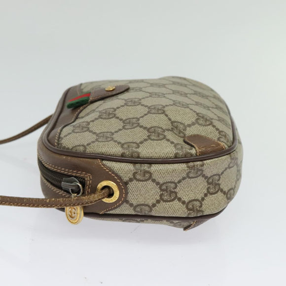 GUCCI GG Supreme Web Sherry Line Shoulder Bag PVC Beige 156 02 066 Auth bs27644