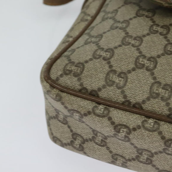 GUCCI GG Plus Supreme Shoulder Bag PVC Beige Gold Auth bs27646