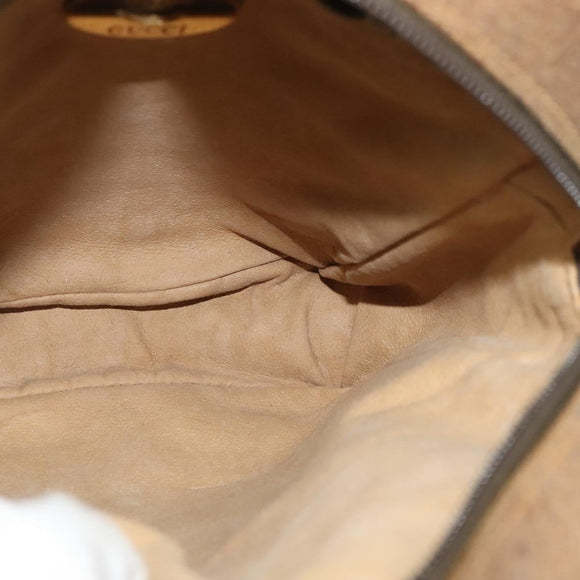 GUCCI GG Plus Supreme Shoulder Bag PVC Beige Gold Auth bs27646