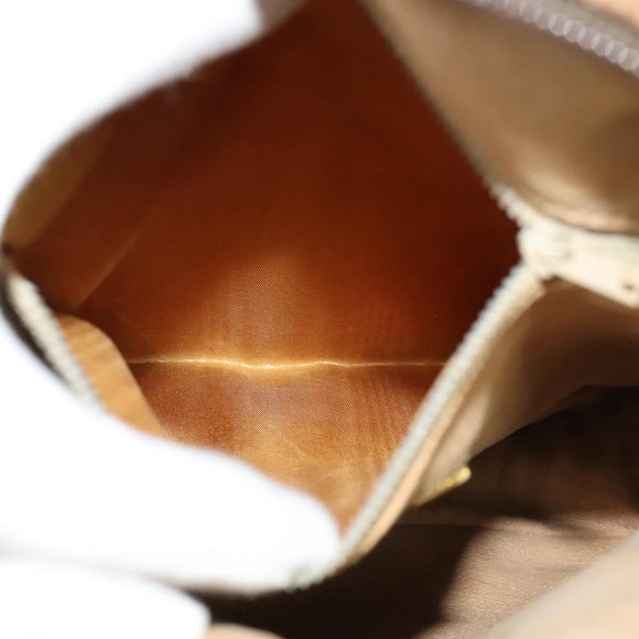 GUCCI GG Plus Supreme Shoulder Bag PVC Beige Gold Auth bs27646