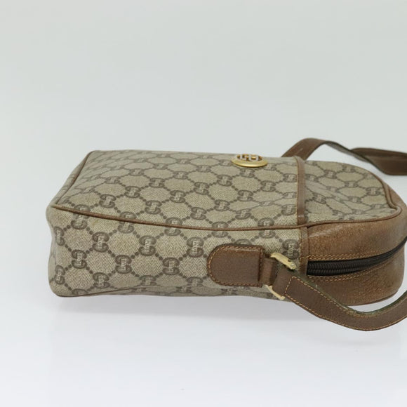 GUCCI GG Plus Supreme Shoulder Bag PVC Beige Gold Auth bs27646