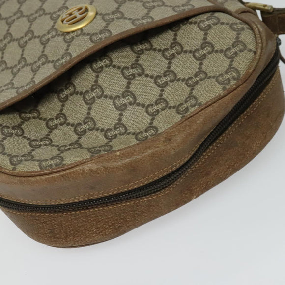 GUCCI GG Plus Supreme Shoulder Bag PVC Beige Gold Auth bs27646