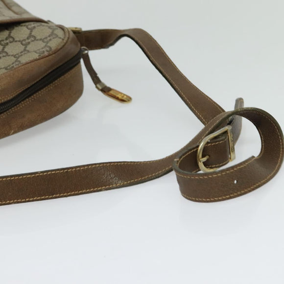 GUCCI GG Plus Supreme Shoulder Bag PVC Beige Gold Auth bs27646