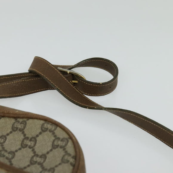 GUCCI GG Plus Supreme Shoulder Bag PVC Beige Gold Auth bs27646