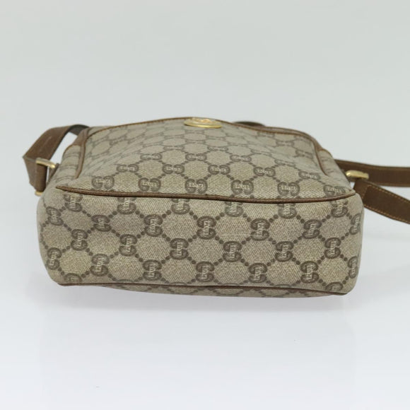 GUCCI GG Plus Supreme Shoulder Bag PVC Beige Gold Auth bs27646