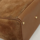 GUCCI Bamboo Hand Bag Suede Black Gold 000 122 0316 Auth bs27649-10