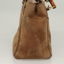 GUCCI Bamboo Hand Bag Suede Black Gold 000 122 0316 Auth bs27649-5
