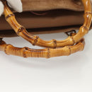 GUCCI Bamboo Hand Bag Suede Black Gold 000 122 0316 Auth bs27649-7
