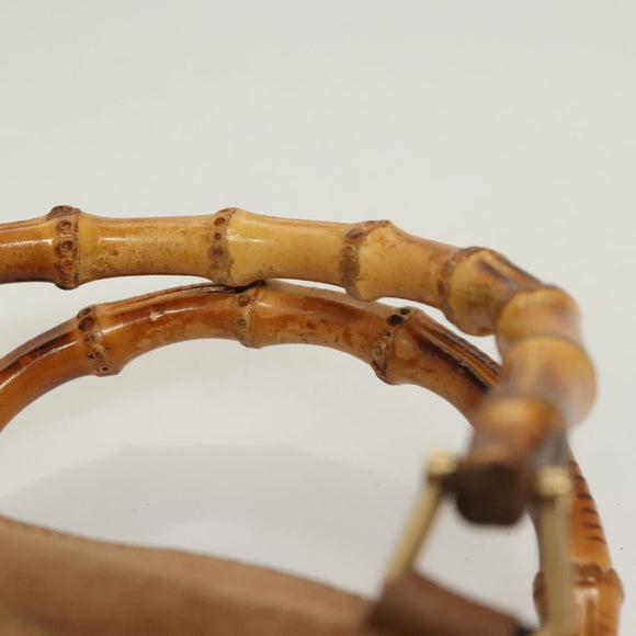 GUCCI Bamboo Hand Bag Suede Black Gold 000 122 0316 Auth bs27649