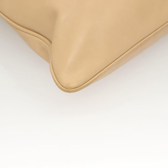 GUCCI Shoulder Bag Leather Beige Silver Auth bs27650