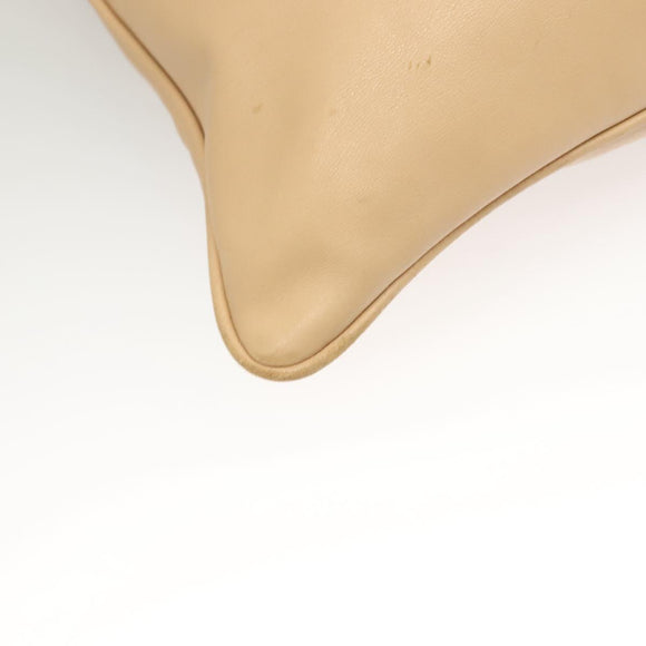 GUCCI Shoulder Bag Leather Beige Silver Auth bs27650