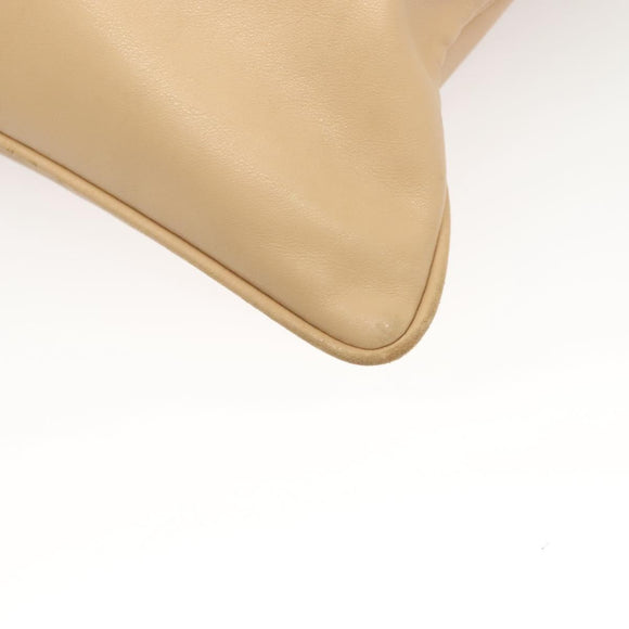 GUCCI Shoulder Bag Leather Beige Silver Auth bs27650