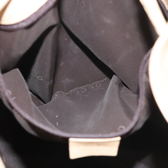 GUCCI Shoulder Bag Leather Beige Silver Auth bs27650