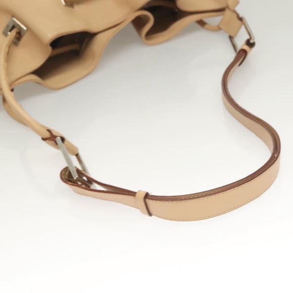 GUCCI Shoulder Bag Leather Beige Silver Auth bs27650