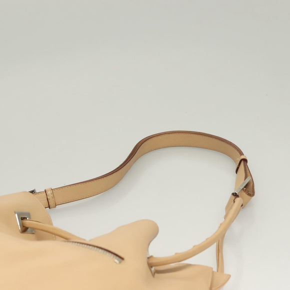 GUCCI Shoulder Bag Leather Beige Silver Auth bs27650