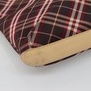 BURBERRY Nova Check Blue Label Shoulder Bag Canvas Red Silver Auth bs27656-16