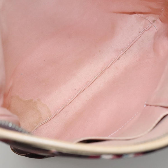 BURBERRY Nova Check Blue Label Shoulder Bag Canvas Red Silver Auth bs27656