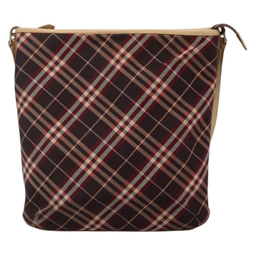 BURBERRY Nova Check Blue Label Shoulder Bag Canvas Red Silver Auth bs27656 - 0