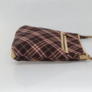 BURBERRY Nova Check Blue Label Shoulder Bag Canvas Red Silver Auth bs27656-4