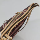 BURBERRY Nova Check Blue Label Shoulder Bag Canvas Red Silver Auth bs27656-6