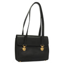 Gianni Versace Shoulder Bag Leather Gold Black Auth bs27657-1