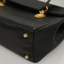 Gianni Versace Shoulder Bag Leather Gold Black Auth bs27657-11