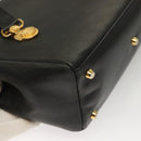Gianni Versace Shoulder Bag Leather Gold Black Auth bs27657-12