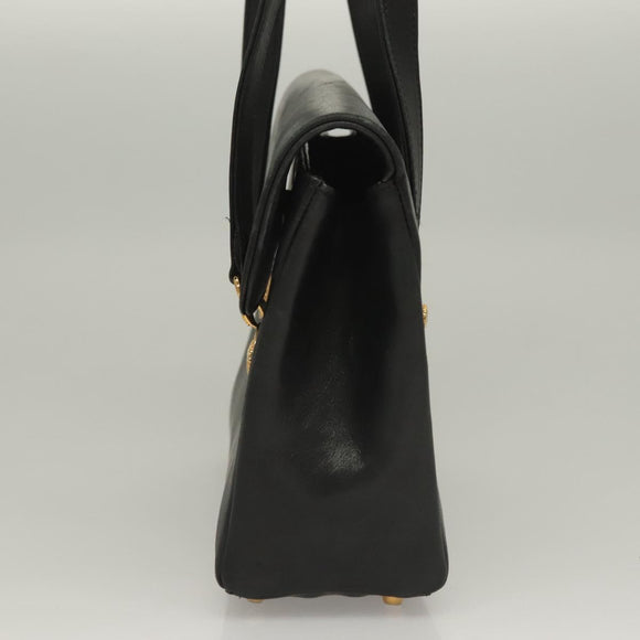 Gianni Versace Shoulder Bag Leather Gold Black Auth bs27657