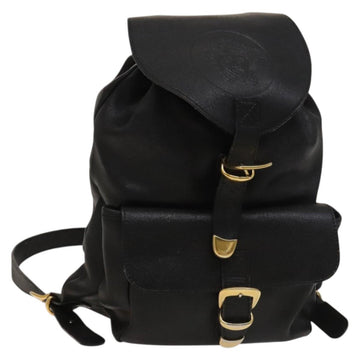 Gianni Versace Backpack Leather Black Gold Auth bs27658