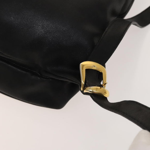 Gianni Versace Backpack Leather Black Gold Auth bs27658