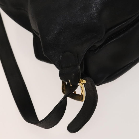 Gianni Versace Backpack Leather Black Gold Auth bs27658