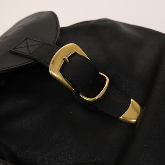 Gianni Versace Backpack Leather Black Gold Auth bs27658