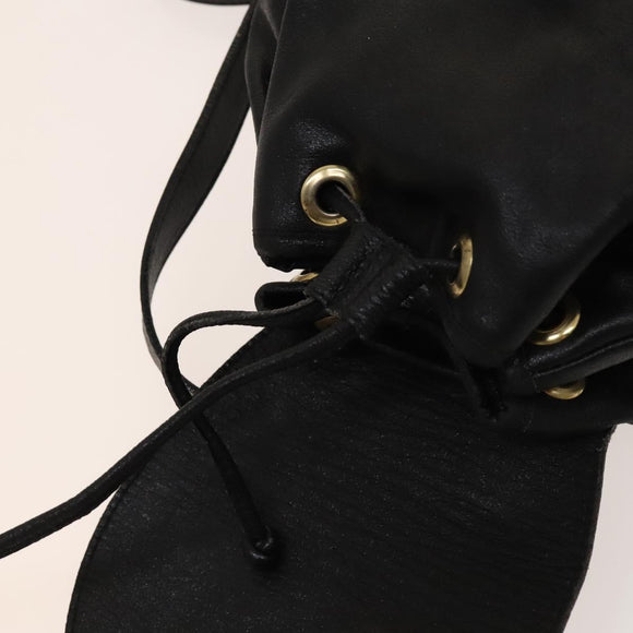 Gianni Versace Backpack Leather Black Gold Auth bs27658