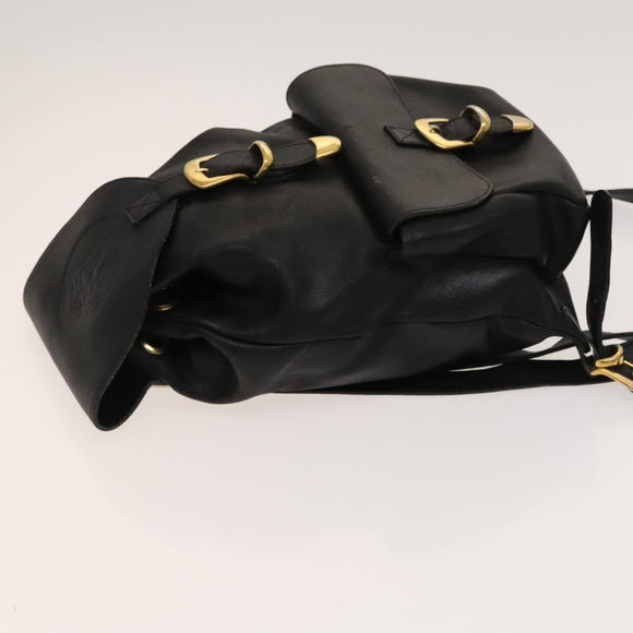 Gianni Versace Backpack Leather Black Gold Auth bs27658