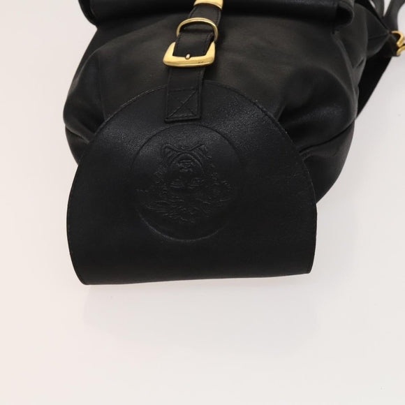 Gianni Versace Backpack Leather Black Gold Auth bs27658