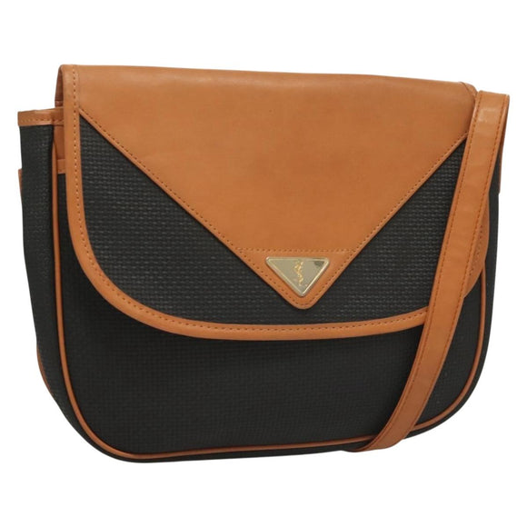 SAINT LAURENT Shoulder Bag PVC Leather Brown Auth bs27659