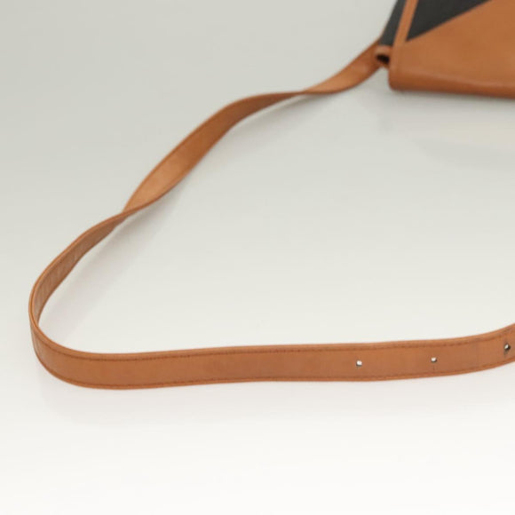 SAINT LAURENT Shoulder Bag PVC Leather Brown Auth bs27659