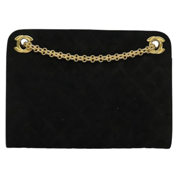 CHANEL Matelasse Chain Shoulder Bag Suede Black Gold CC Auth bs27672 - 0