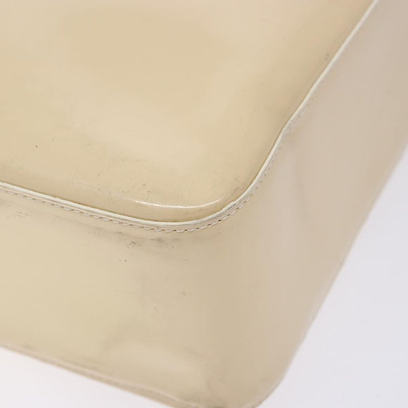 CHANEL Tote Bag Enamel Beige Gold CC Auth bs27673