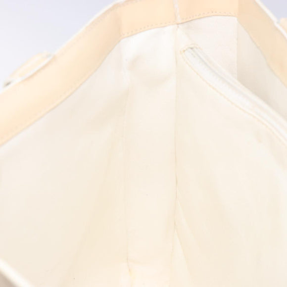 CHANEL Tote Bag Enamel Beige Gold CC Auth bs27673