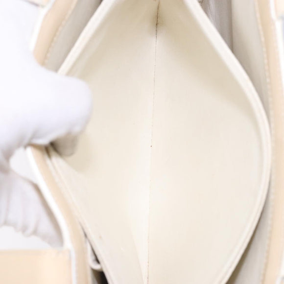 CHANEL Tote Bag Enamel Beige Gold CC Auth bs27673