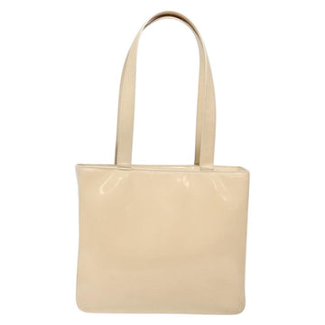 CHANEL Tote Bag Enamel Beige Gold CC Auth bs27673 - 0