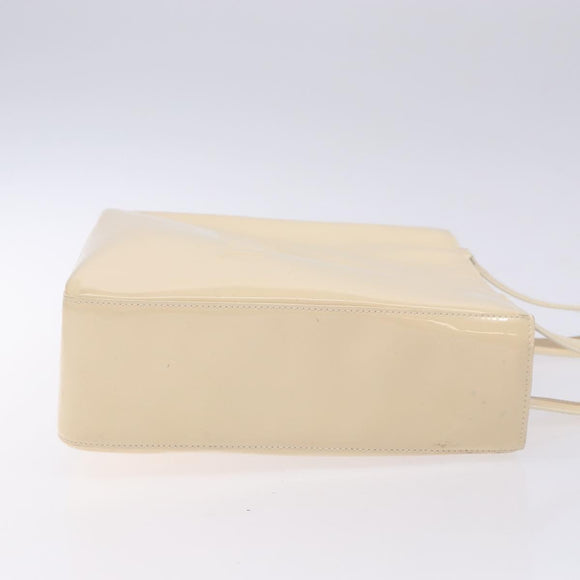 CHANEL Tote Bag Enamel Beige Gold CC Auth bs27673