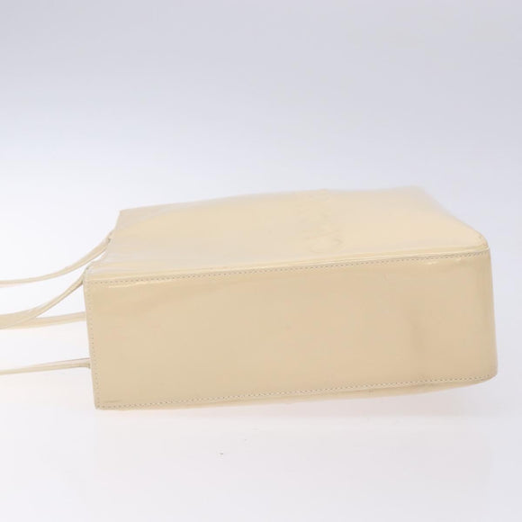 CHANEL Tote Bag Enamel Beige Gold CC Auth bs27673