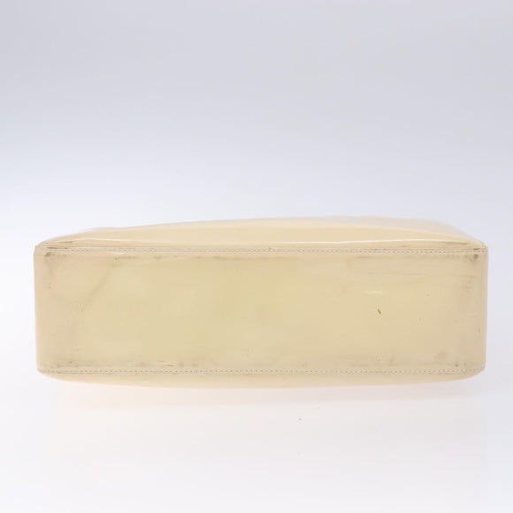 CHANEL Tote Bag Enamel Beige Gold CC Auth bs27673