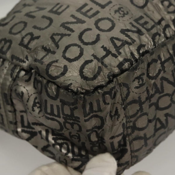 CHANEL Unlimited Shoulder Bag Coated Canvas Silver CC Auth bs27674