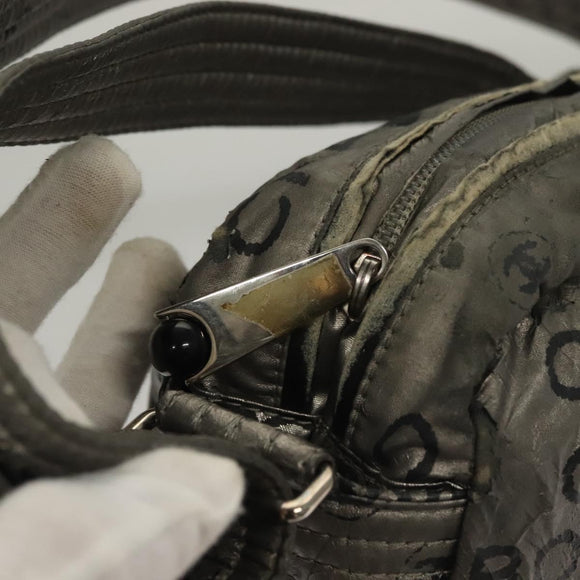 CHANEL Unlimited Shoulder Bag Coated Canvas Silver CC Auth bs27674