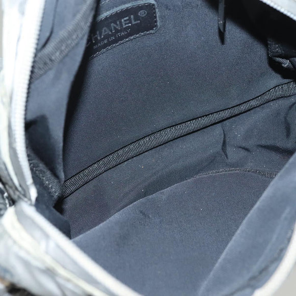 CHANEL Unlimited Shoulder Bag Coated Canvas Silver CC Auth bs27674