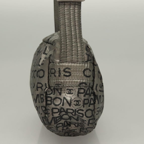 CHANEL Unlimited Shoulder Bag Coated Canvas Silver CC Auth bs27674